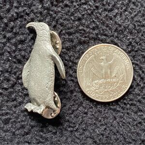 Vintage GG Harris Pewter Penguin Brooch